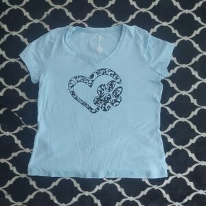 St. John's Bay Blue Fitted Short Sleeve‎ T-Shirt Medium